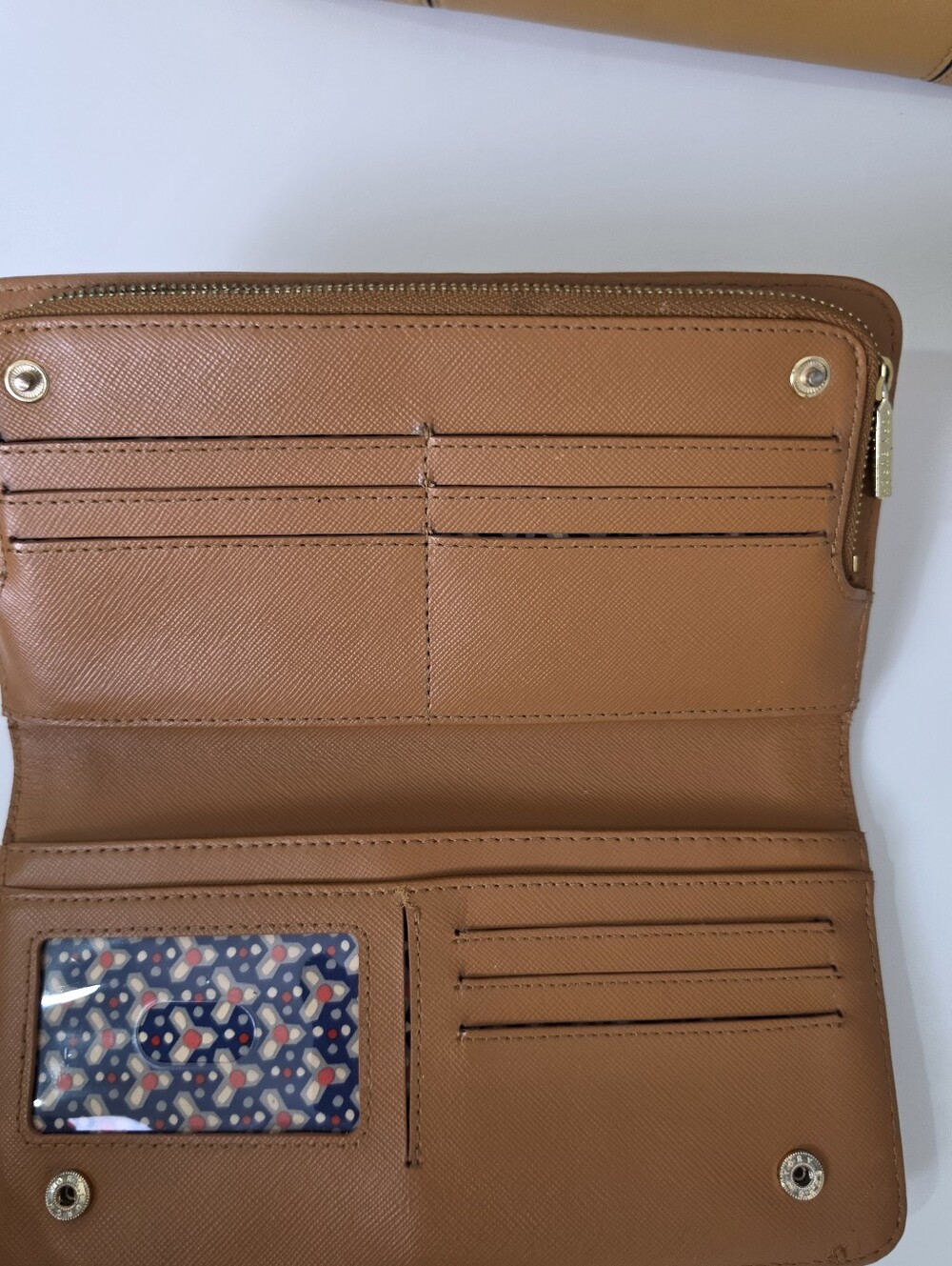 Tory Burch Saffiano Leather Continental Long Wallet / Clutch - Caramel Brown - Picture 6 of 16